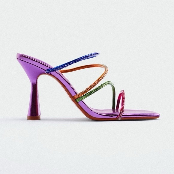 ZARA Rhinestone Strappy Sandals - Picture 2 of 12